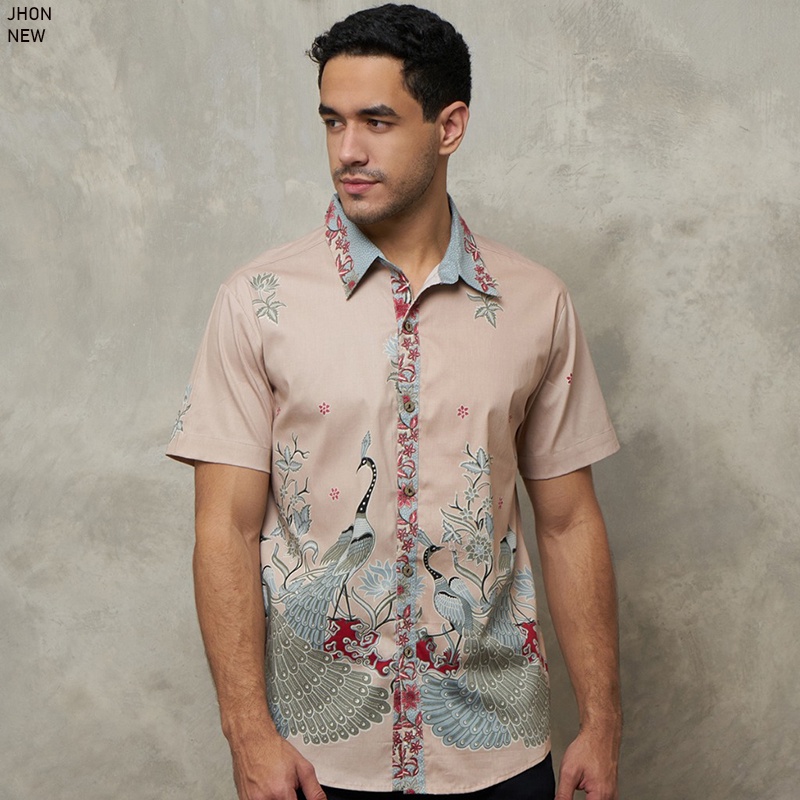Evercloth Jhon Kemeja Pria Kemeja Batik Pria Atasan Couple Hem Sarimbit Seragam BBB