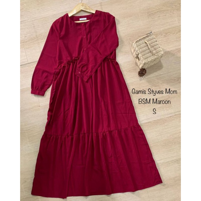 Gamis Polos St yves Mom Busui Bahan Katun Linen