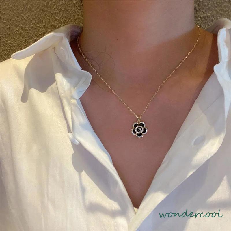Kalung Wanita Gaya Korea Makna Desain Camellia Liontin Rantai Selangka Untuk Perhiasan Wanita-Won