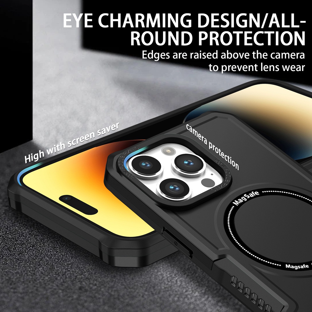 IPHONE Kaos Premium Hitam360 ° Shell Magnet Anti Jatuh Untuk Iphone14 13 12 11 Pro Max model Baru, Lebih Tinggi Dari film Pelindung Lensa14 Pro Max Canggih Mode matte shell