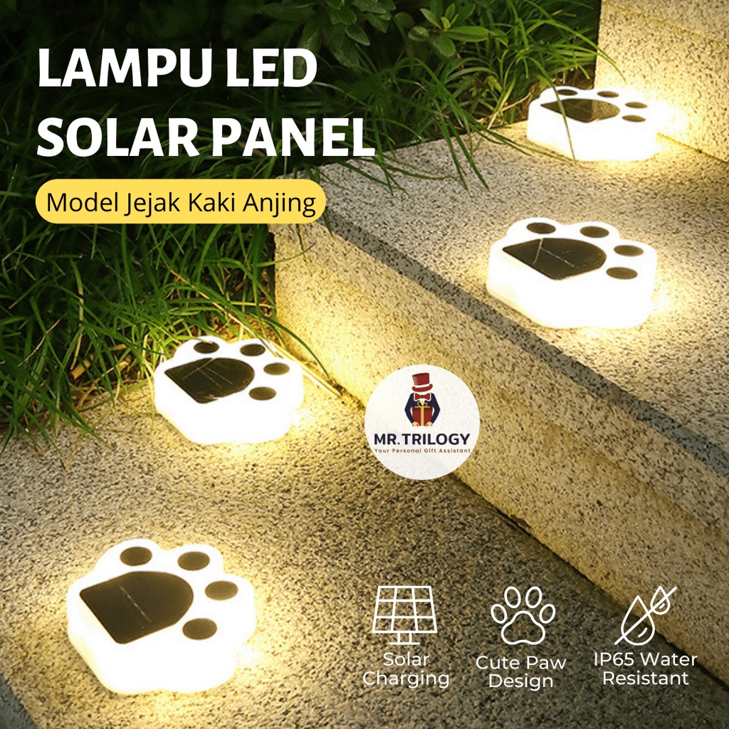 Lampu Taman LED Tenaga Surya Jejak Kaki Anjing Dog Paw Solar Panel Waterproof Outdoor