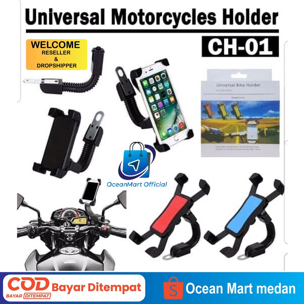 Holder HP Universal Motorcycle CH-01 Stand Handphone Bracket Motor