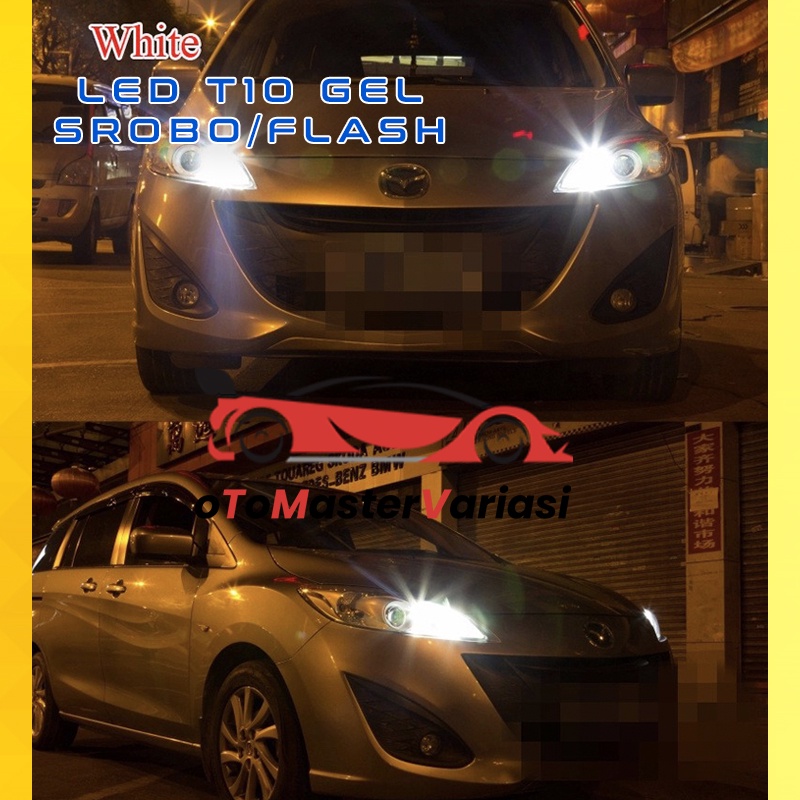 Lampu Led T10 Crystal JELLY GEL Model STROBO KEDIP LED 6 MATA SMD Lampu Senja Motor Mobil