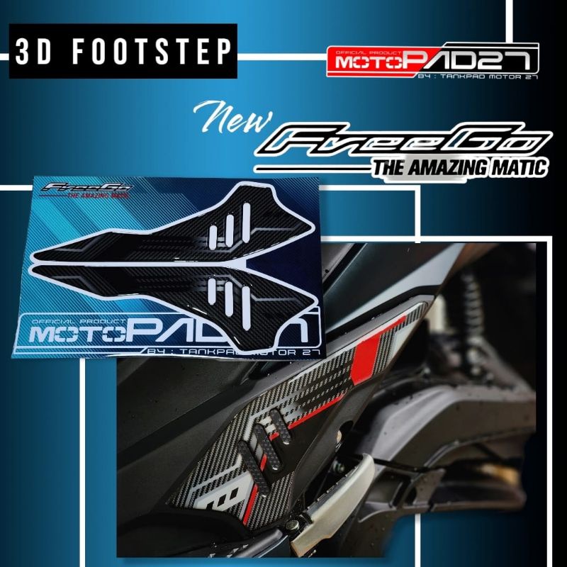 Stiker resin timbul Footstep Freego 125 New sticker pijakan kaki Yamaha Freego 125 2022