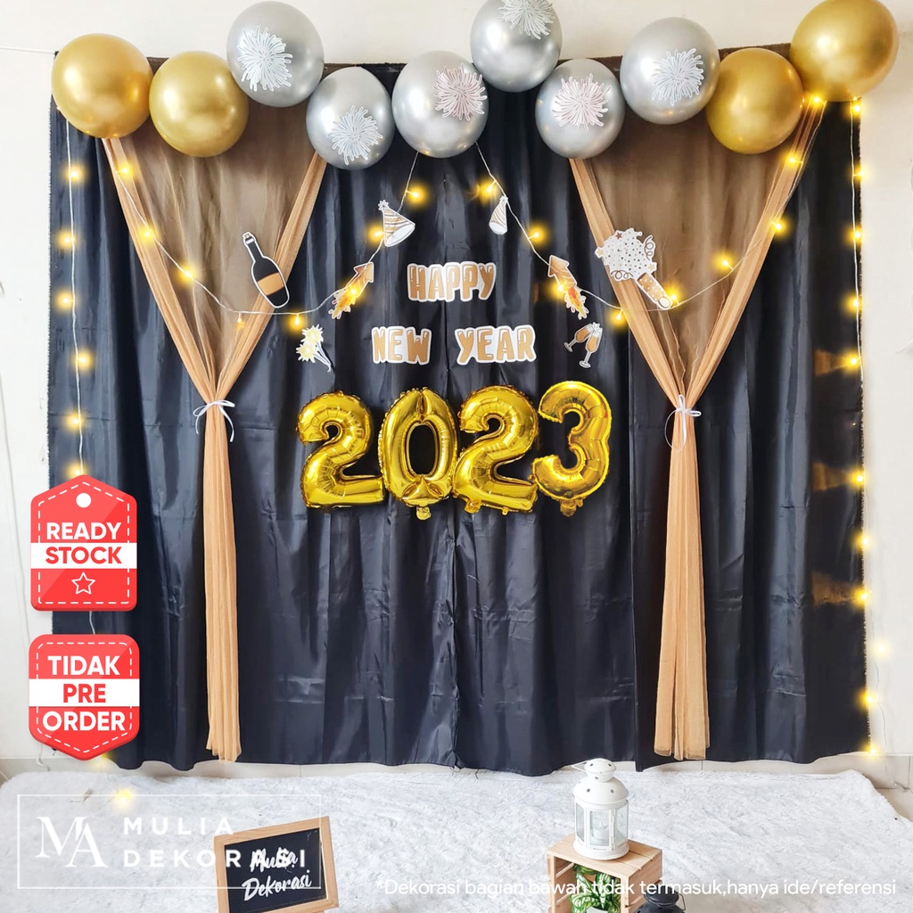 Dekorasi New Year Tahun Baru Backdrop PhotoBooth DIY Paket Mulia New Year