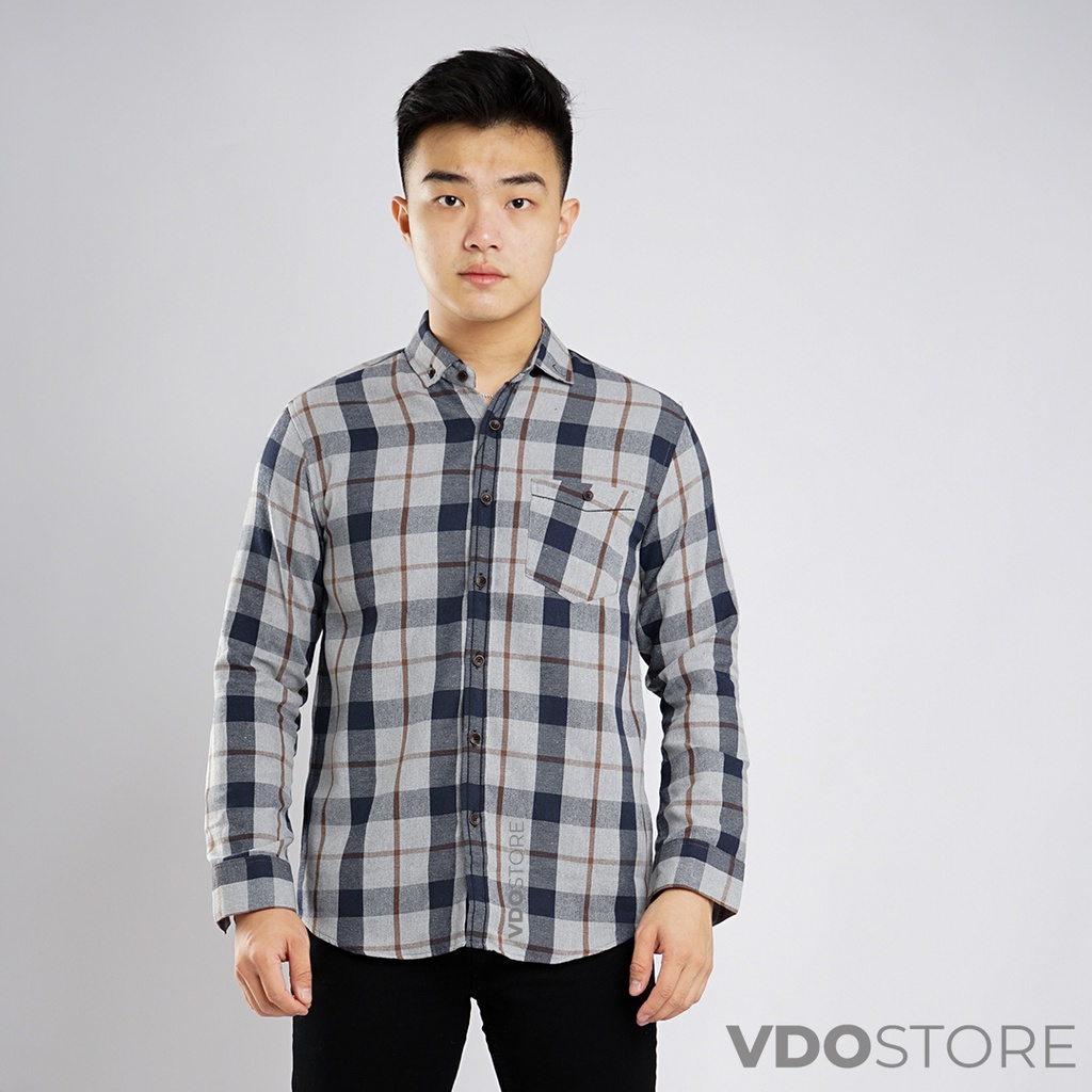 KEMEJA FLANEL PRIA 15B BROWNY GRAYNAV - M L XL - KEMEJA LENGAN PANJANG VDOSTORE DEWASA BAJU FLANNEL TANGAN PANJANG HITAM NAVY ABU MOTIF KEMEJA COWOK MURAH DEWASA SANTAI TEBAL KUALITAS IMPORT BAJU CATUR PANEL FANEL