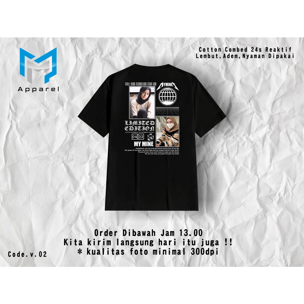 KAOS CUSTOM FOTO 02 | KAOS COUPLE | KAOS DESAIN ESTETIK | KAOS VIRAL BUCIN