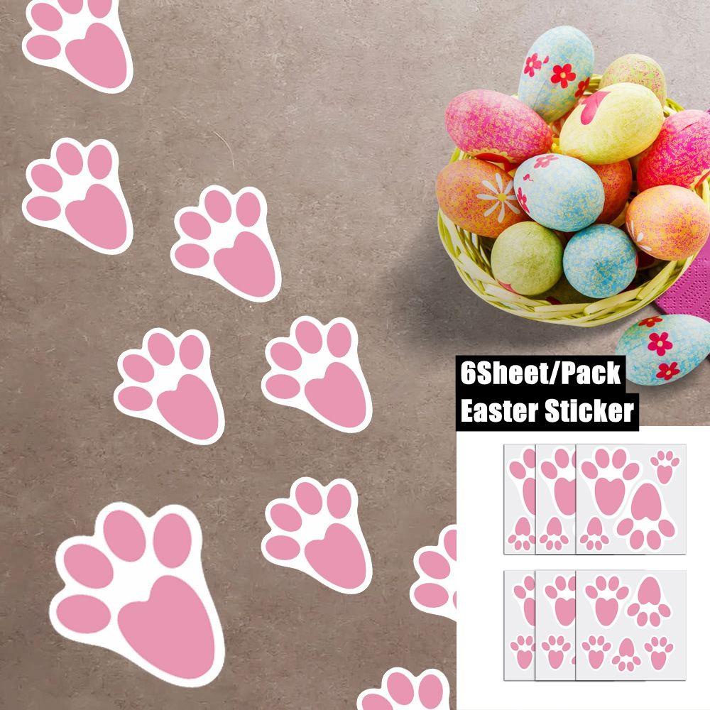 Solighter Easter Egg Hunt Sticker Game Dekorasi Paskah Featival Supply Furniture Perhiasan Kartun Happy Easter Kelinci Jejak Kaki