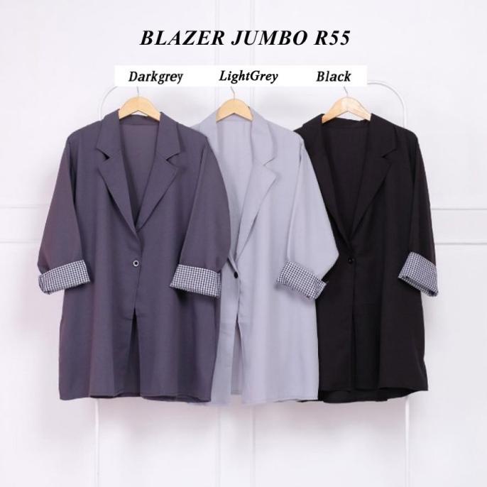 Blazer Jumbo Baju Outer Atasan Wanita Bigsize Lengan Panjang