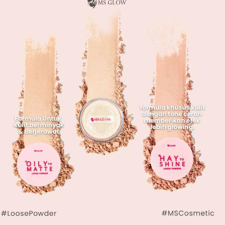 [KODE Q5756] MS GLOW - LOOSE POWDER MS GLOW ORI IVORY , OILY MATE (anti sebum) , NATURAL Ms glow loo