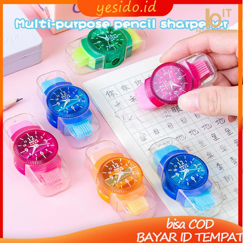 

[COD✨Ready stock]Rautan Pensil Gaya Kreatif Rautan Pensil Jam Tangan Rautan Pensil Karet Kuas Kombinasi Tiga-dalam-Satu-YES