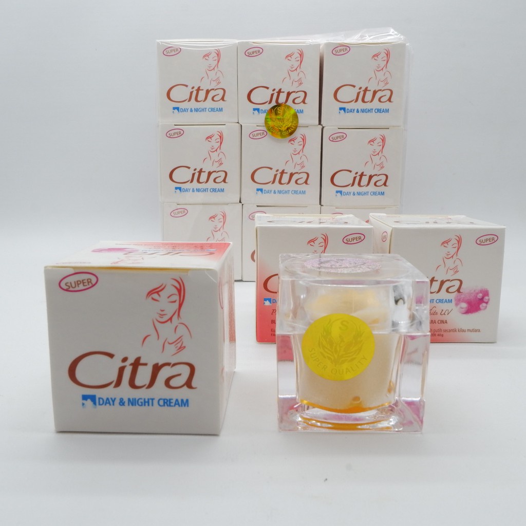 [ 3PCS ] Cream Citra Day &amp; Night Pearly White UV Super Bubuk Mutiara - Cream Siang Malam KEMASAN KACA