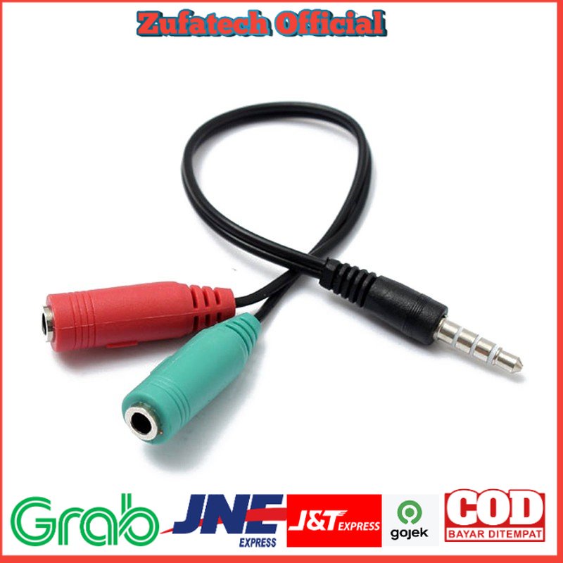 Splitter Audio Cable 3.5mm Male to 3.5mm HiFi Microphone and Headphone - AV123 - Black