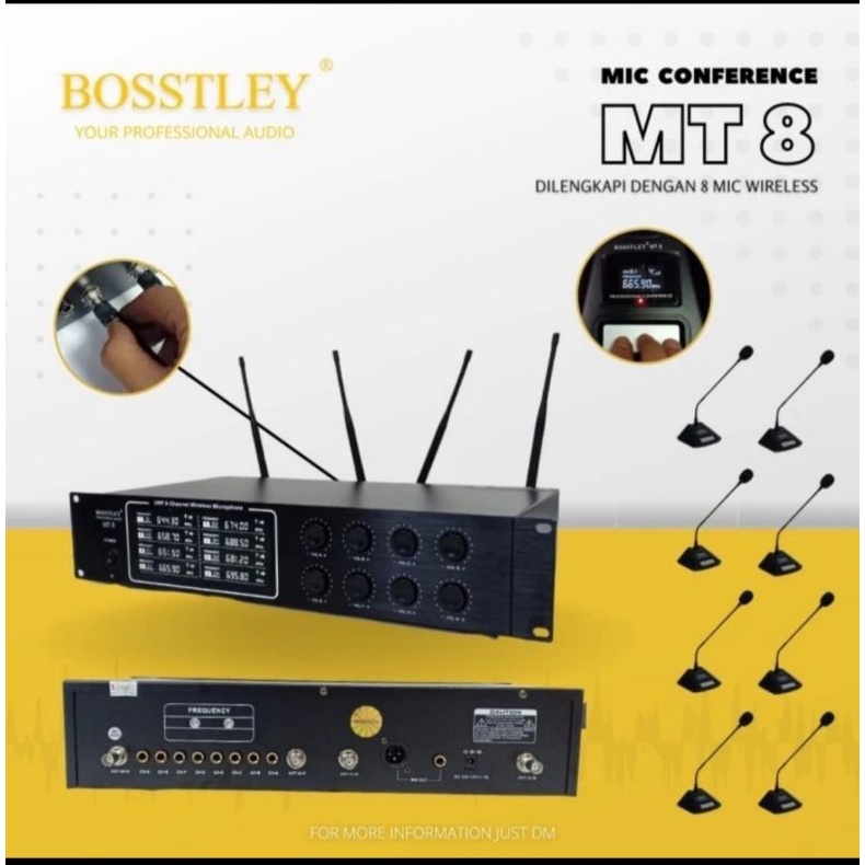 mic meeting wireless bosstley MT 8 microphone conference wireless 8 mic