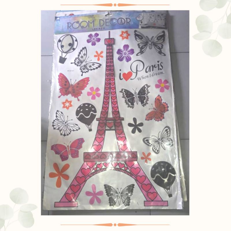 TM | #4 ROOM DECOR I LOVE PARIS | ROOM DECOR STIKER PARIS | STIKER DINDING I LOVE PARIS | 5D | 100% 