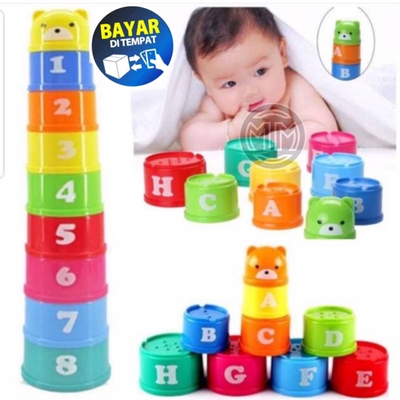 Jc Mainan Gelas Susun Bayi Mainan Edukasi Bayi Gelas Susun 9 PCS