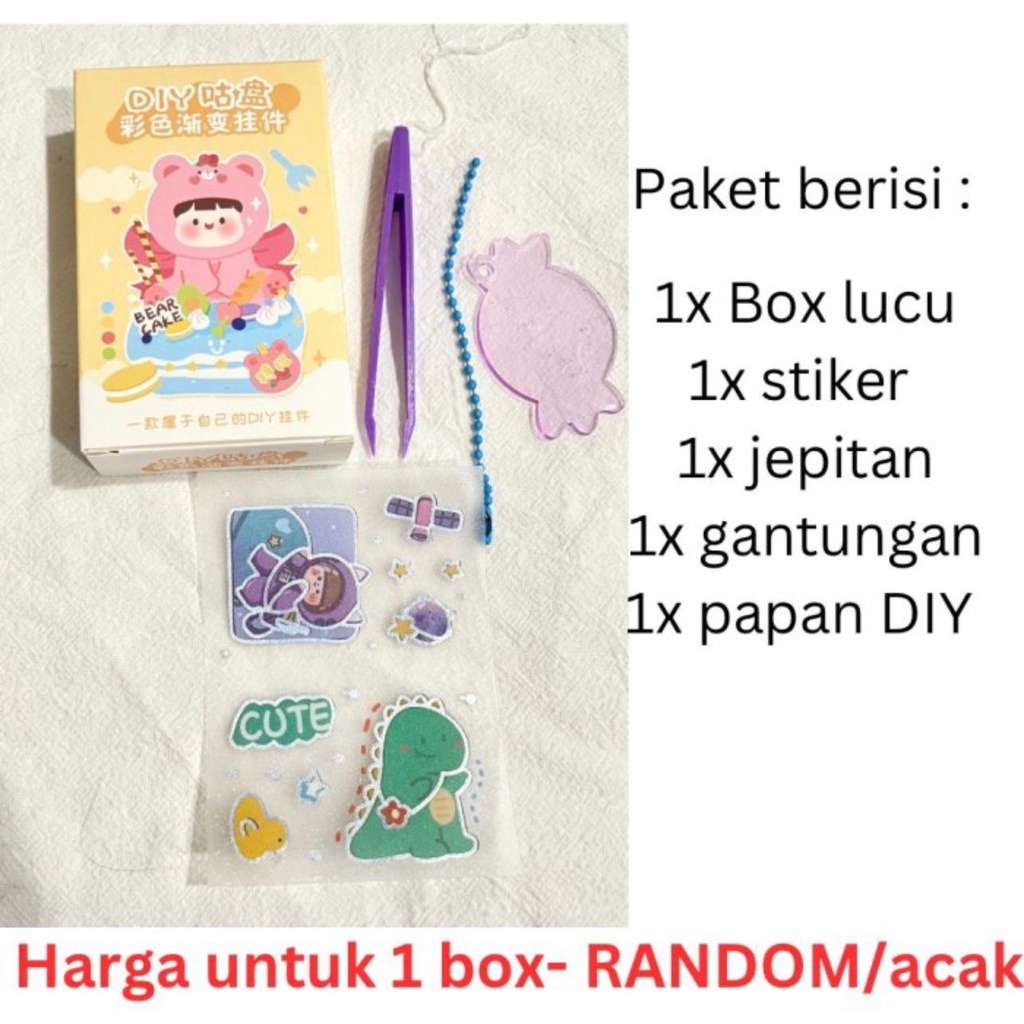 GANTUNGAN KUNCI DIY BAHAN AKRILIK // 1 BOX GANTUNGAN KUNCI TRANSPARAN HANDMADE DIY - BD