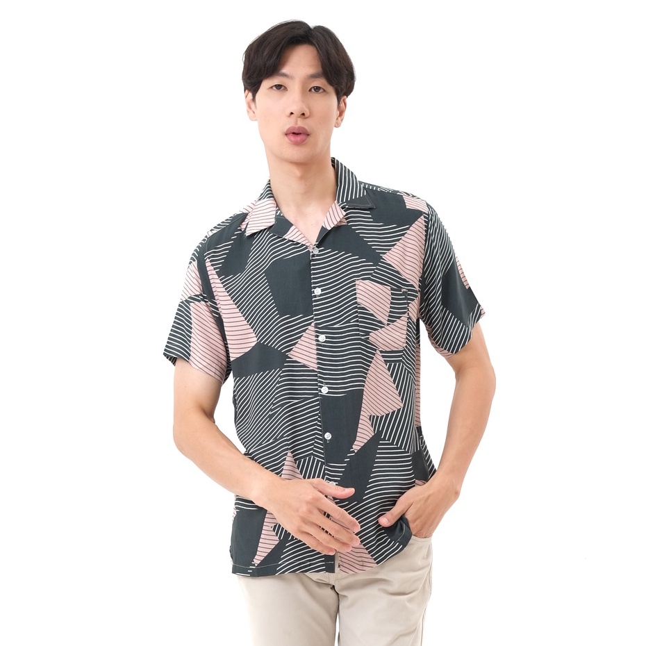 SANVANINA Kemeja Hawaiian Pria Full Printing Abstrak - Hornet Casual Shirt E-2024