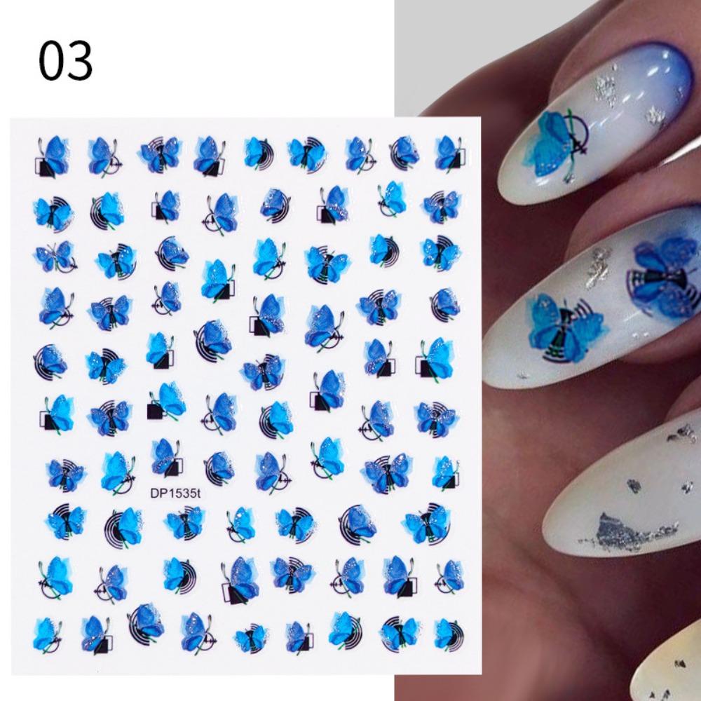 Mxbeauty Bunga Stiker Kuku Fashion Berbentuk Tidak Teratur Musim Gugur Perekat Diri Nail Art Dekorasi