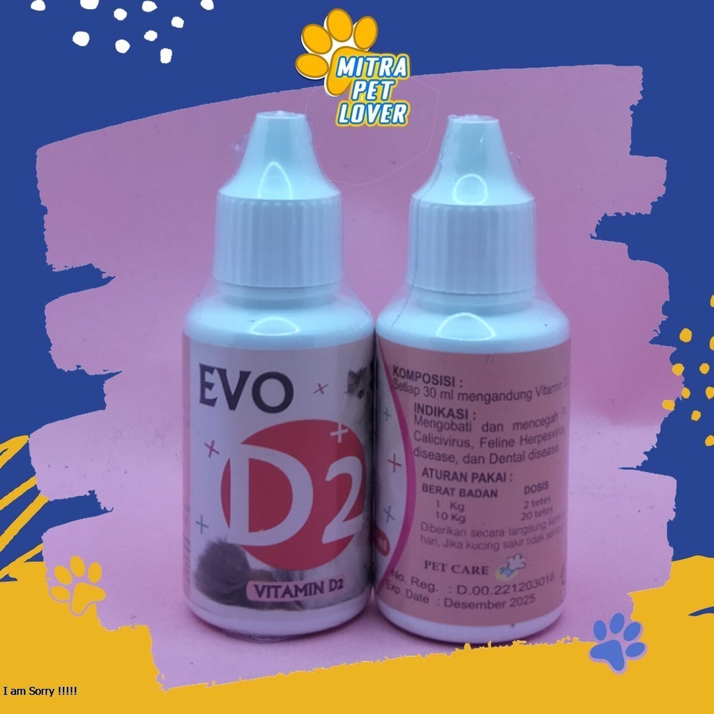 MENGOBATI DAN MENCEGAH PENYAKIT KUCING - EVO D2 CAT DROP 30ML - OBAT PENCEGAH FLU DISTEMPER ANTI VIRUS KITTEN DOG MURAH ASLI GARANSI KUALITAS ORIGINAL - PET ANIMAL HEALTHCARE &amp; VETERINARY TAMASINDO OBAT KESEHATAN &amp;  VITAMIN TERNAK HEWAN  MITRAPETLOVER