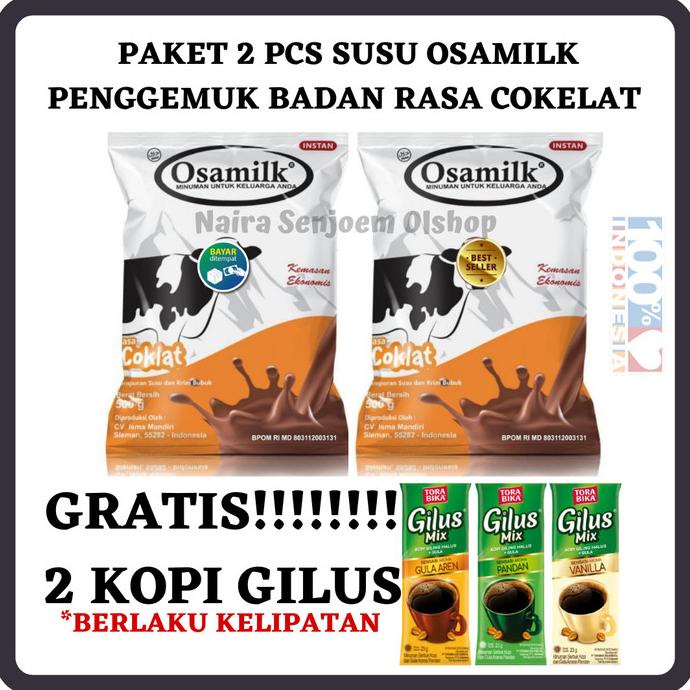 

[BISA COD] Paket 2 Susu Osamilk|Susu Penggemuk Badan Rasa Coklat BPOM 500gr