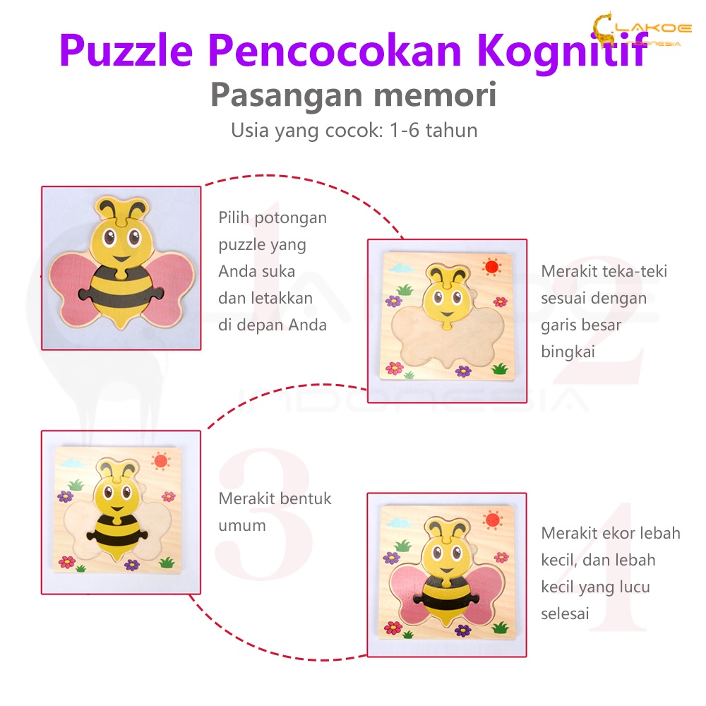 3d puzzle kayu mainan edukasi anak lucu wooden puzzle toys