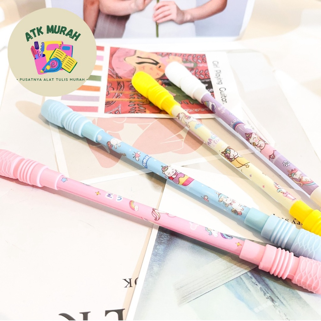 

pulpen tongkat putar magnet UNICORN pen bolpen kreatif spinner lucu