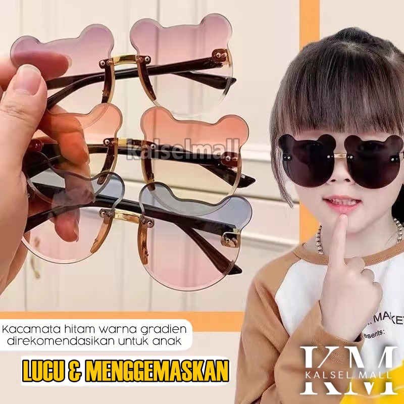 Kacamata Anak Model Tren Baru/Terbaru Telinga Beruang Paulson Baby Tide Kecamta Anak Perempuan Laki-Laki Fashion Kcamata Hitam Anak Sunglasses COD Perlindungan UV Anti Silau Bayi Super Imut Foto Gaya KCA8