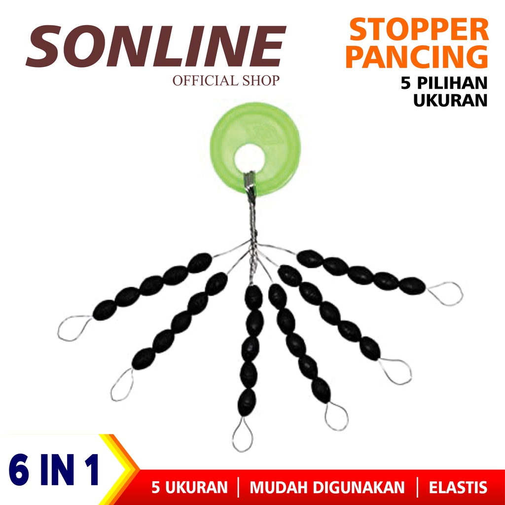 SONLINE Stopper  Pancing Warna Hitam  Model Batang Alat Pancing Ukuran SS S M L XL BL01