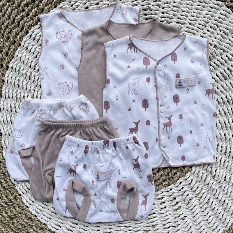 3 PCS Baju Bayi Lengan Kutung + Celana Kutung Bayi Baru Lahir Baju Bayi Setelan Warna Taro Celana Bayi Newborn Hampers Bayi Hadiah Lahiran Bayi DNW BABY