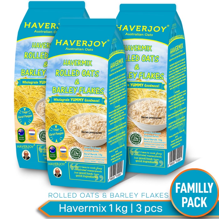 

[new] Haverjoy Family Pack Havermix Rolled Oats & Barley Flakes 1kg - 3pcs