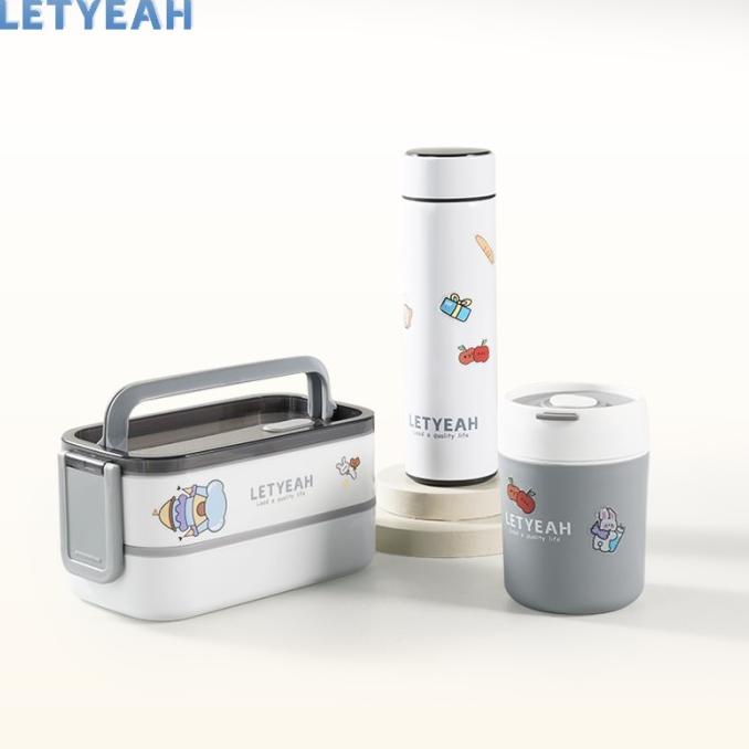 LetYeah lunch box set/1600ml kotak makan+mangkuk sup portabel+termos