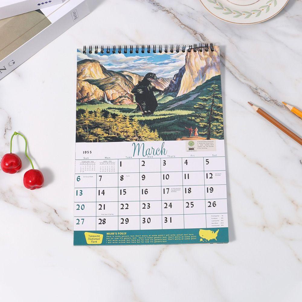 Kalender Hewan Dinosaurus Nanas Hadiah Tahun Baru Kalender Kantor Seni Dekorasi Rumah Dapat Digantung Jadwal Dinding Kalender Gantung