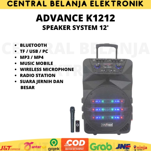 Speaker bluetooth advance K1212 / speaker system 12inch K1212 free mic