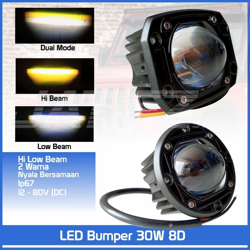 Lampu LED Sorot Tembak 30W 8D Foglamp Mobil