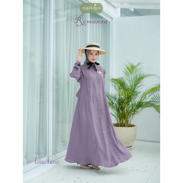 ❣️ROMANSA Mom Abaya set Pasmina & Khimar warna LilacTaro Edisi Sarimbit 2023 by RuniaHijab✔️ The Kar