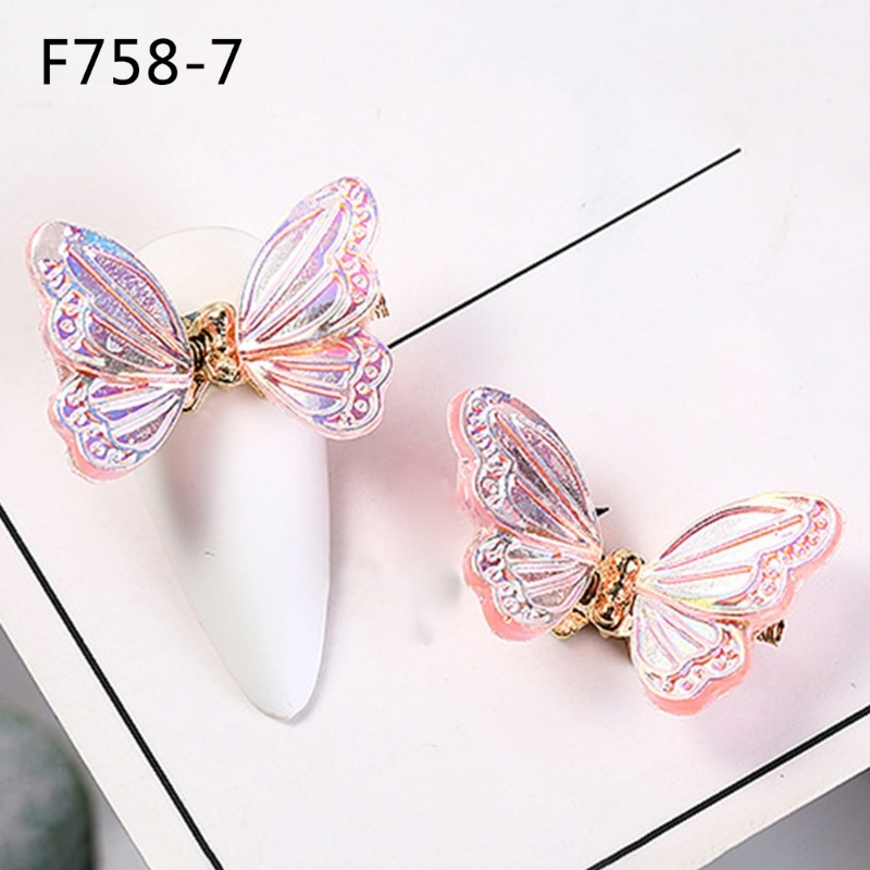 Sa 2PCS Glitter Sequin 3D Butterfly Nails Rhinestones Perhiasan DIY Bagian Profesional Nail Art Manicure Dekorasi