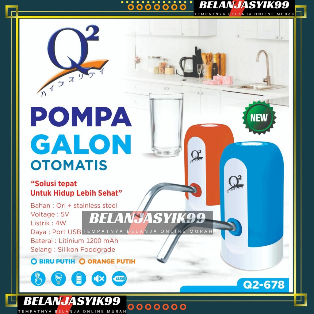 POMPA GALON ELETRIK Q2 678 LED USB CAS CHARGE PUTIH / OMPA GALON ELETRIK Q2 678 USB CAS CHARGE / POMPA AIR GALON LISTRIK ELEKTRIK CHARGER USB / POMPA GALON OTOMATIS LED Q2 678 / Q2-678