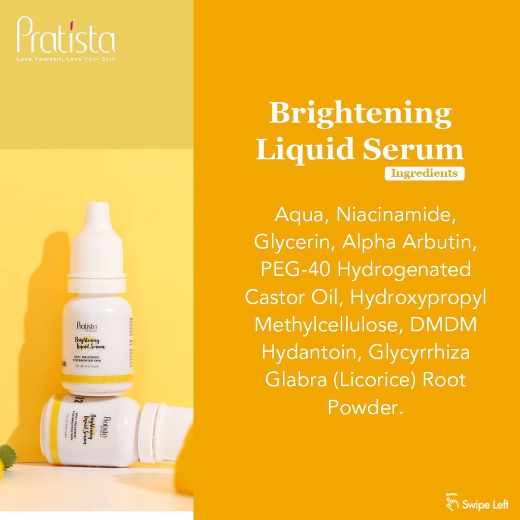 Serum Pencerah Wajah Brightening Liquid Serum 30ml Pratista Skincare Serum Niacinamide Atasi Flek Hitam Dark Spot