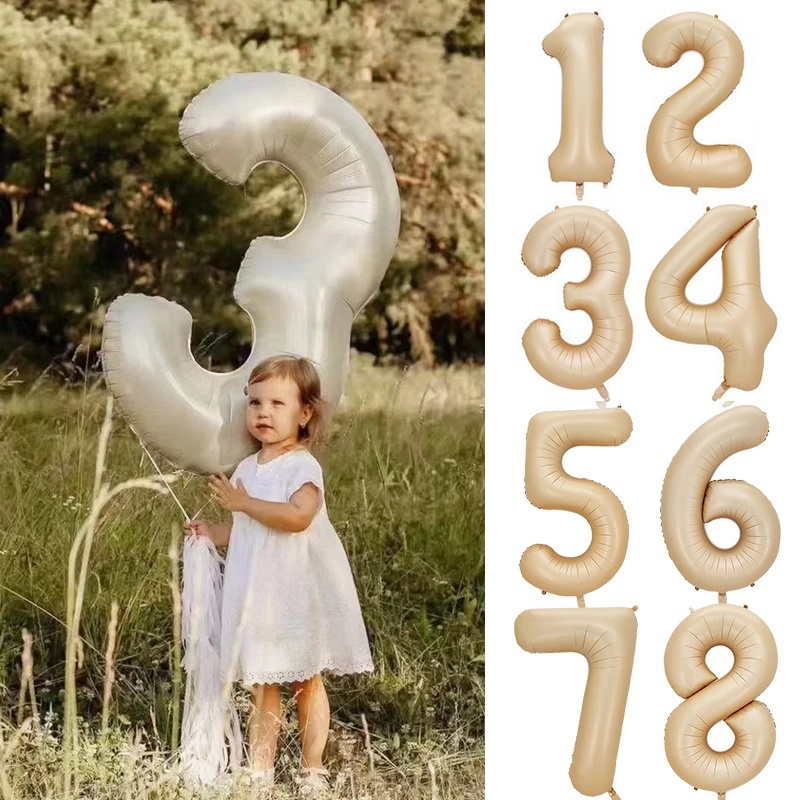 40 Inch Gadis Anak Dewasa Happy Birthday Party Caramel Colour Number Balloon/Pernikahan Tahun Baru Pesta Dekorasi DIY Hadiah Pasokan Balon Digital