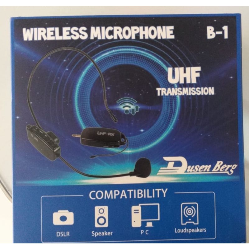 WIRELESS  MICROPHONE B-1 UHF COCOK BUAT IMAM MASJID MIC MIK JEPIT MIKROFON