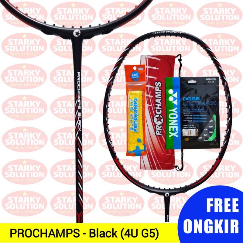 Raket PROCHAMPS BLACK 4U G5 Bulutangkis Badminton Original