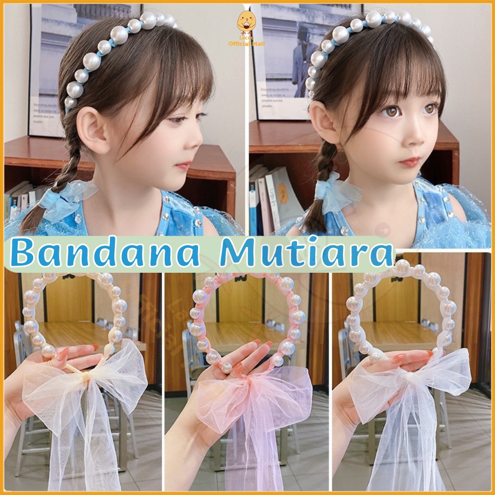 Lacoo Bandana mutiara pita Headband korea mutiara Bando mutiara tali kepang impor