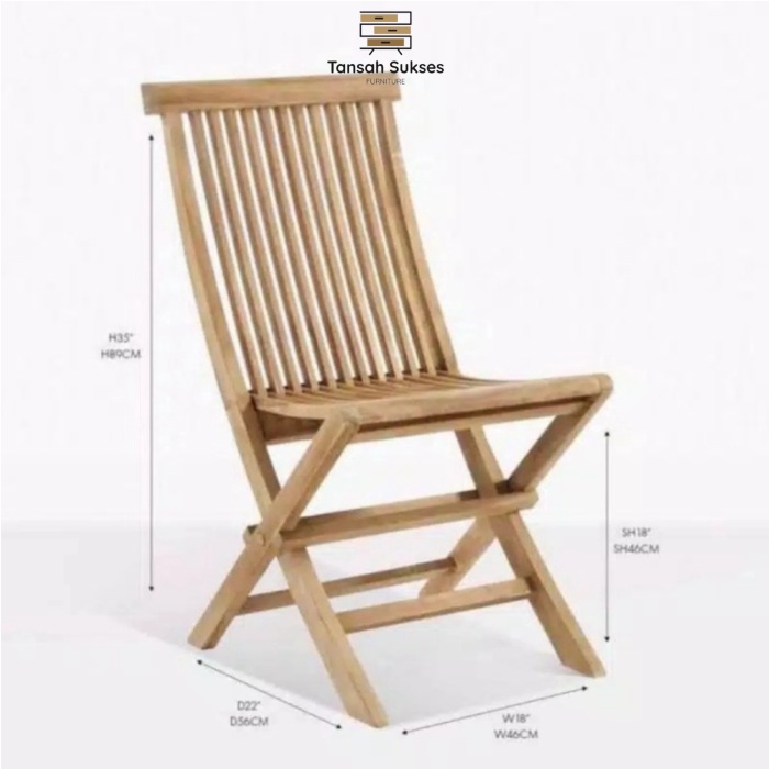 Kursi Lipat Kayu Jati Kursi Taman Kursi Santai Kirai Teras Rumah - Kursi Lipat