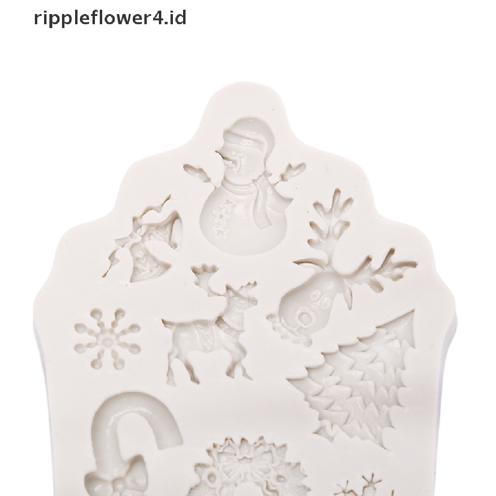 {rippleflower4.id} Silikon Pohon Natal Elk Snowman Snowflake Cutter Cetakan DIY Baking Kue Dekorasi~