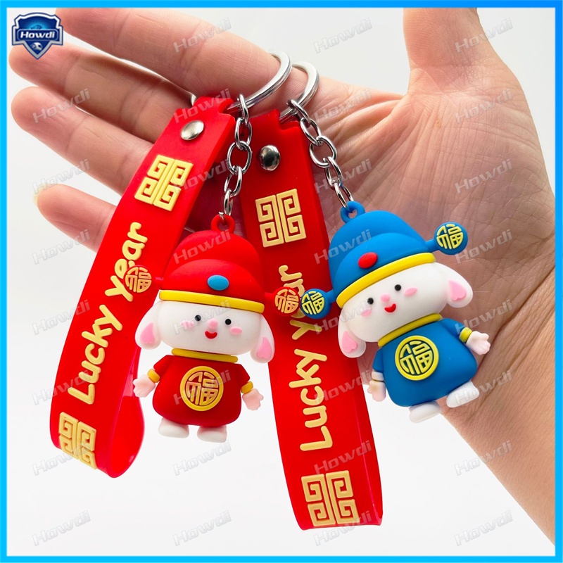 Patung Kelinci Kartun Tahun Kelinci Dewa Kekayaan Kelinci Kartun Tahun Kelinci Key Chain Joyful Key Chain Gantung Gantungan Kunci Mobil