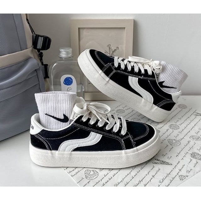 TOPGROSIR &quot;FREE BOX&quot; LV0148 Sepatu Sneakers Wanita Import Motif S / Sepatu Kanvas Unisex / Sepatu Fashion