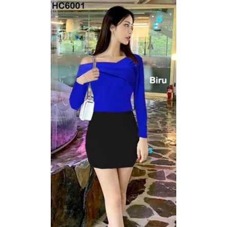 HC6001 Atasan Sabrina Lengan Panjang Jersey Stretch Premium / Atasan Sexy / Atasan Lengan Panjang / Atasan Kekinian