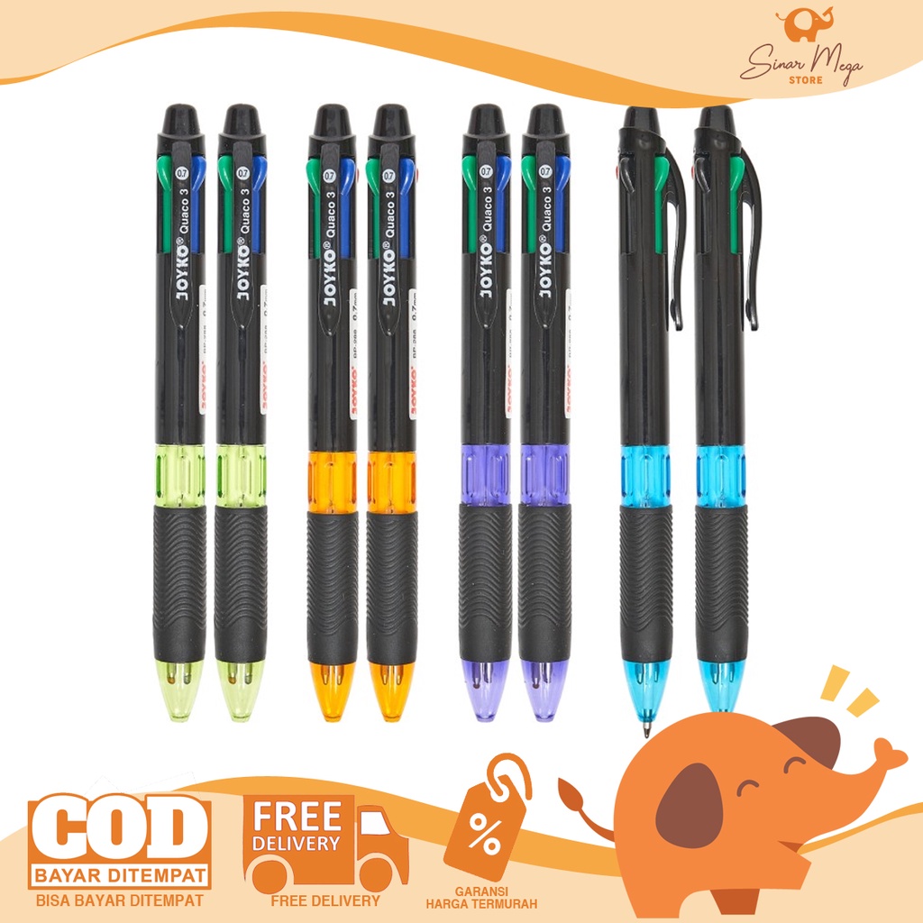 Joyko Pulpen BP-288 Quaco 3 Pen / Ballpoint 4 Warna / Pena 4 in 1 Color Murah Berkualitas