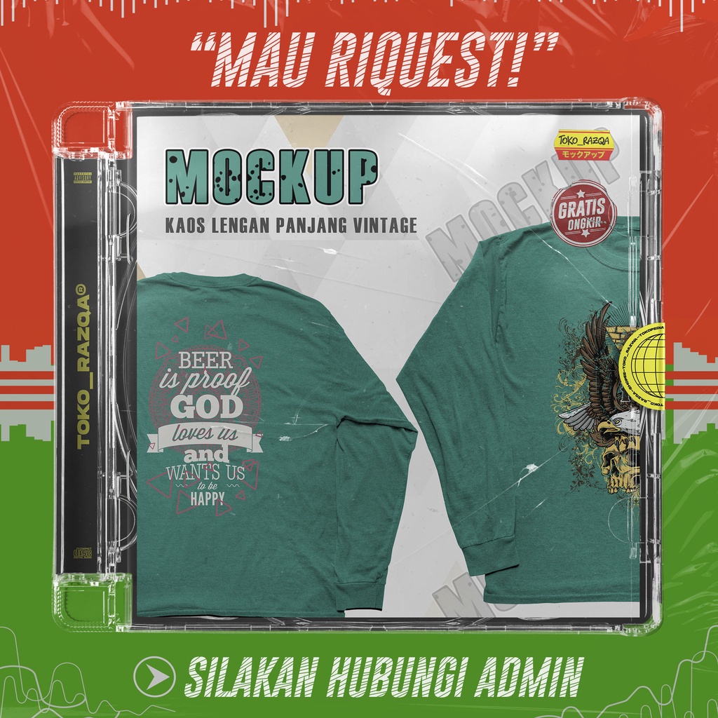 Mockup Kaos Lengan Panjang Vintage ◖MOCKUP◗
